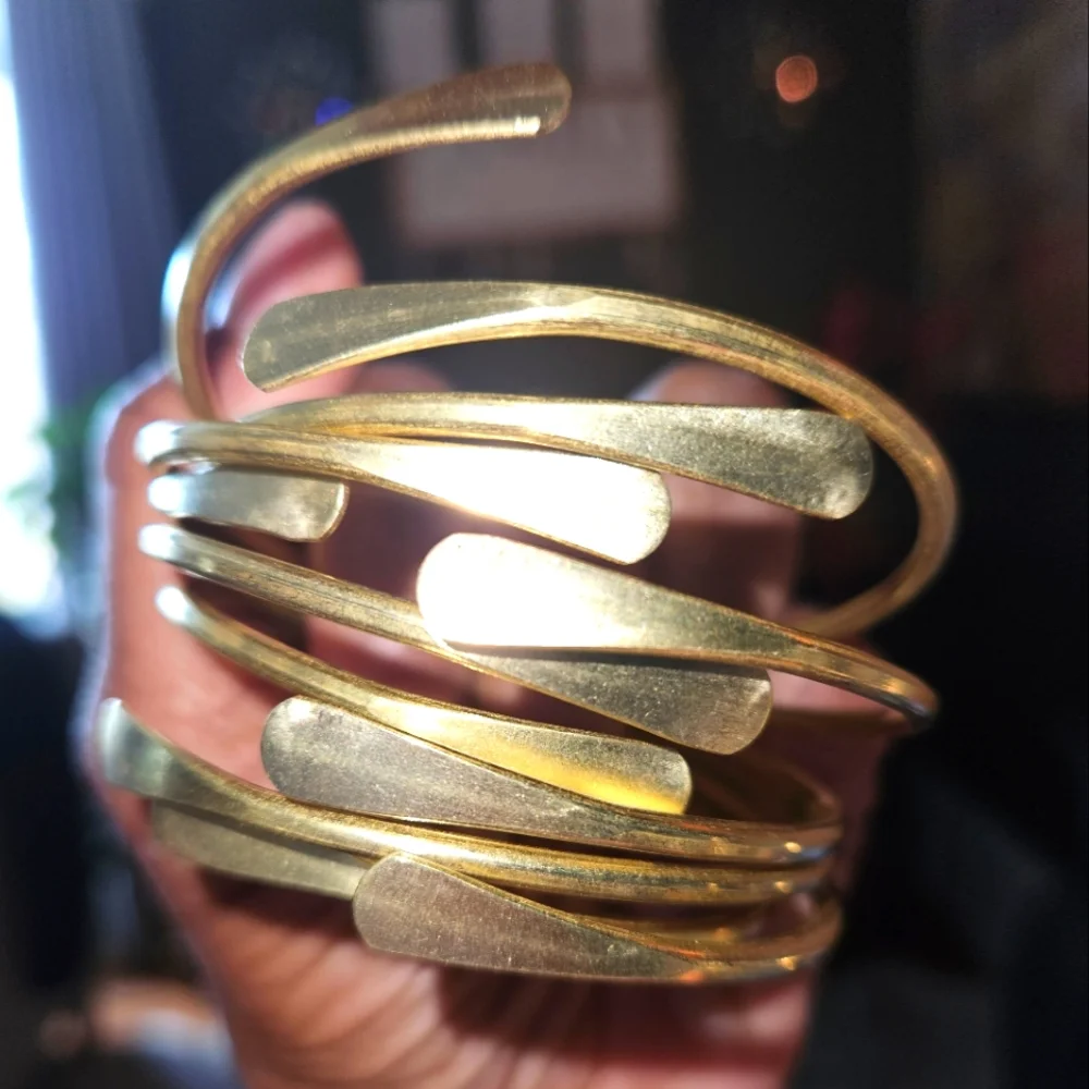 (3) Raw Brass Stacking Bangles | Adjustable - Picture 3 of 5